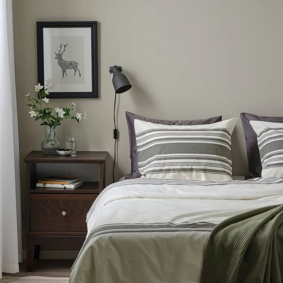 JÄTTEFRÄKEN Duvet cover and 2 pillowcases, white/dark grey, 200x200/50x80 cm