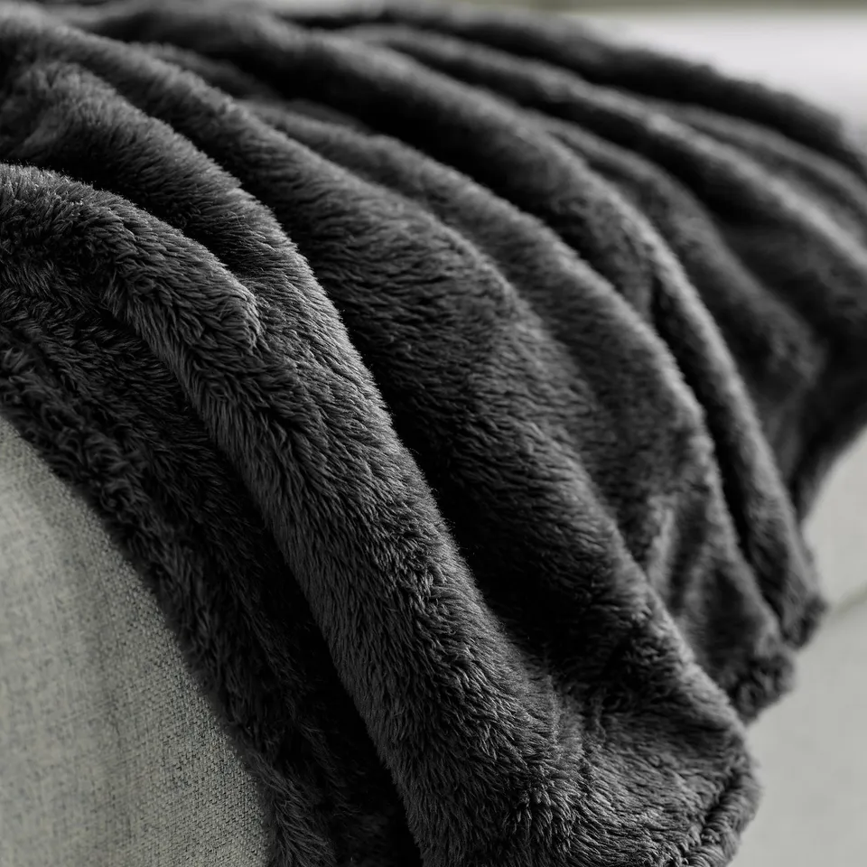 ROSTLÖNN Throw, anthracite, 130x170 cm