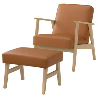 EKENÄSET armchair and footstool, oak/Grann/Bomstad golden-brown