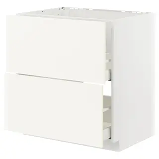 METOD / MAXIMERA base cab f sink+2 fronts/2 drawers, white/Vallstena white, 80x60x80 cm