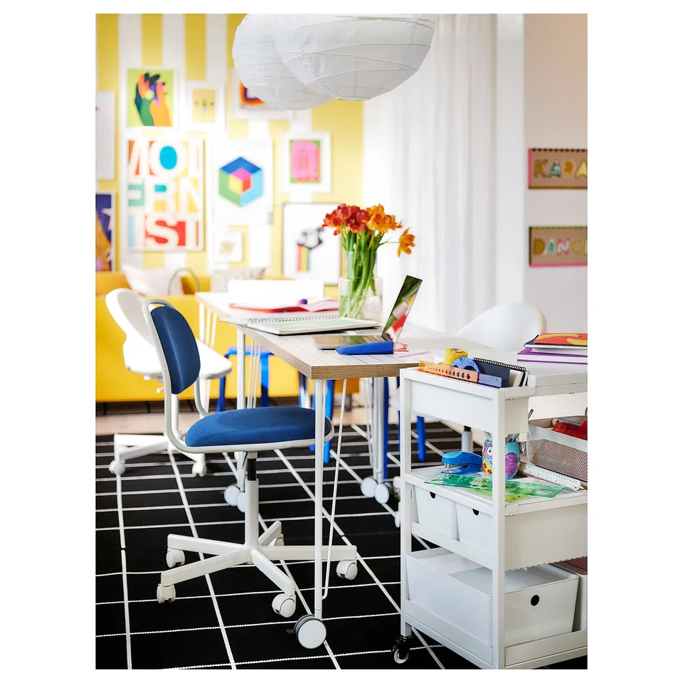 ÖRFJÄLL Swivel chair, white/Vissle dark blue