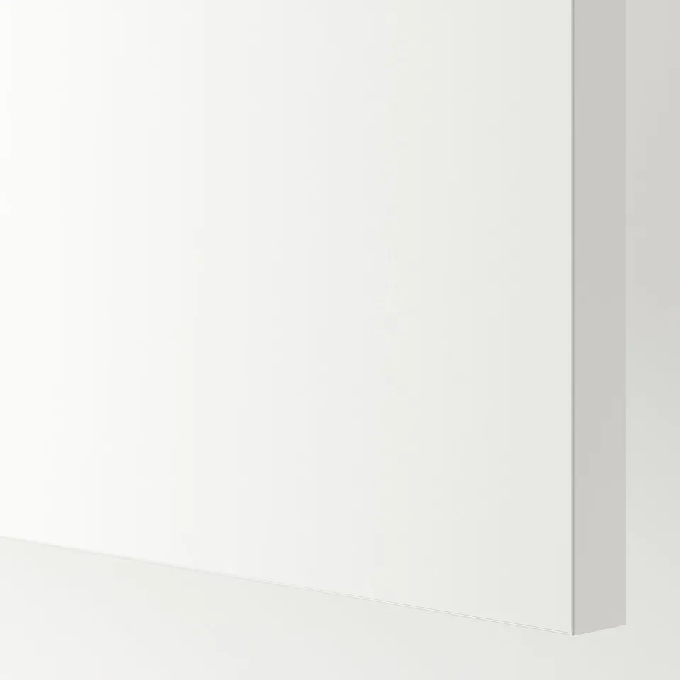 Clean, sleek white kitchen cabinet; modern, minimalist design, quality finish.