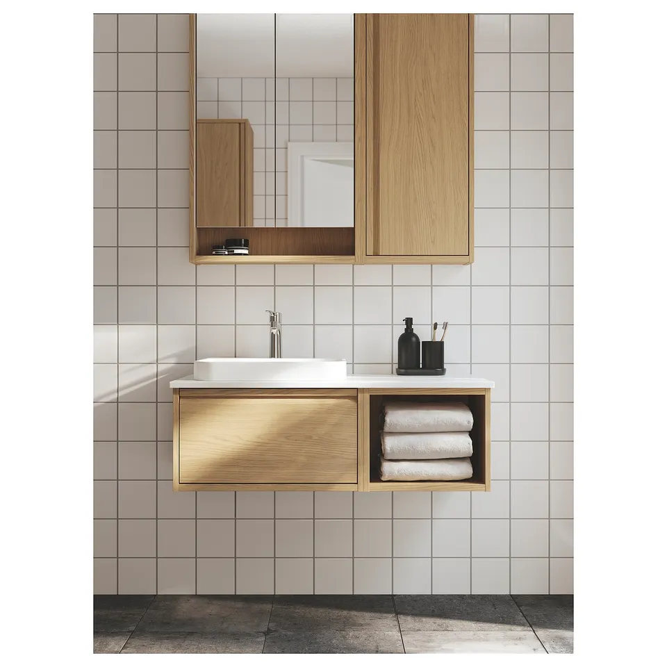 GANSJÖN 3-piece bathroom set, black