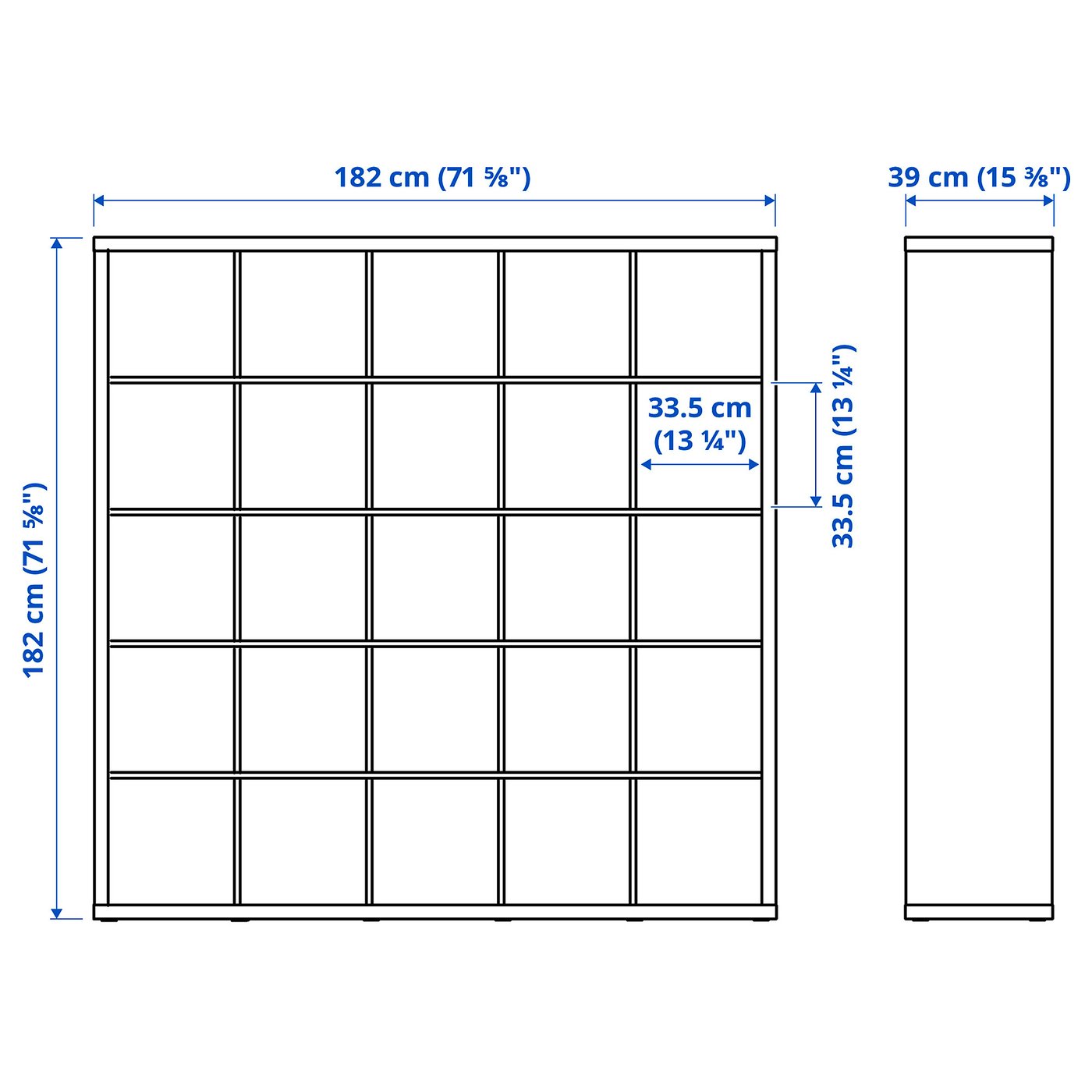 Illustration with measurements for the product: KALLAX.