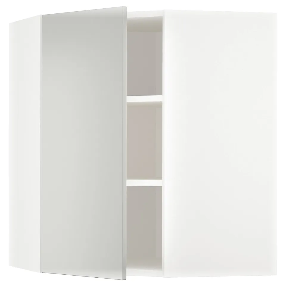 METOD kitchen unit with light grey havstorp fronts, 3 shelves, modern clean design.
