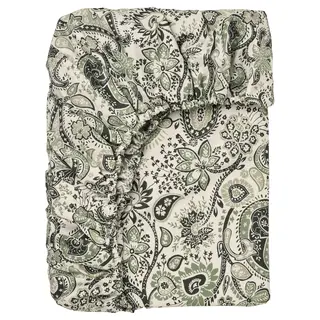 RODGERSIA fitted sheet, green/white, 150x200 cm