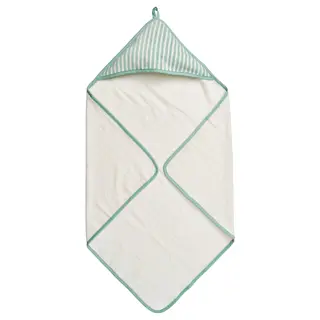 LEN baby towel with hood, white blue/stripe pattern, 80x80 cm