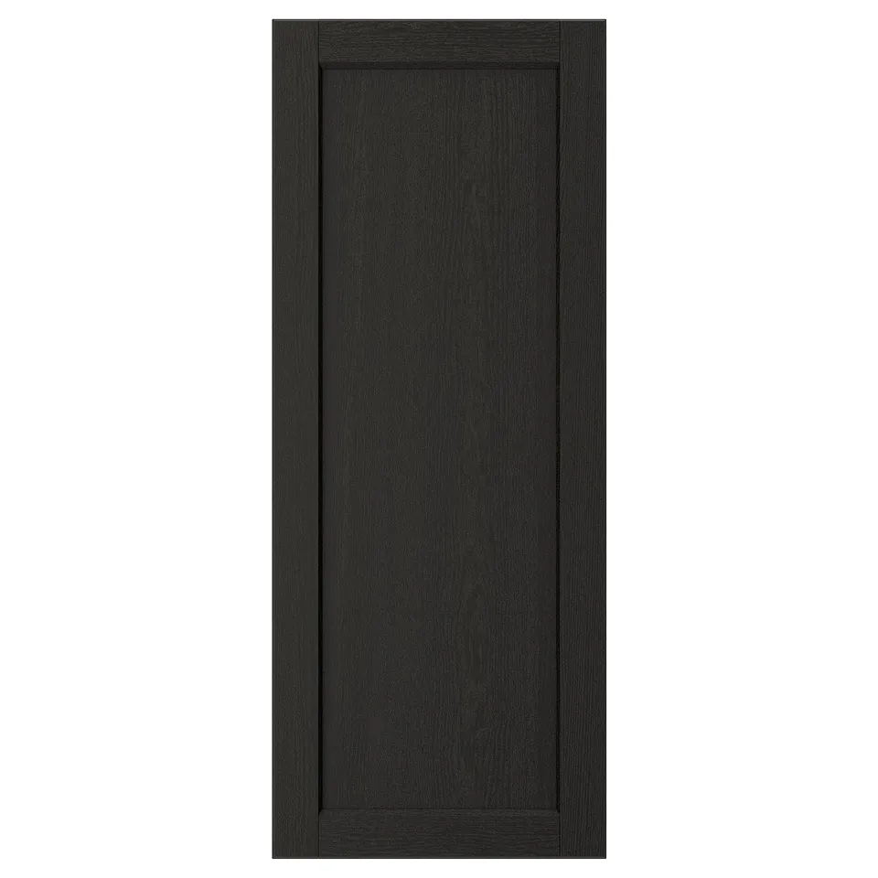 LERHYTTAN black kitchen door, solid wood frame with ash veneer panel, traditional design.