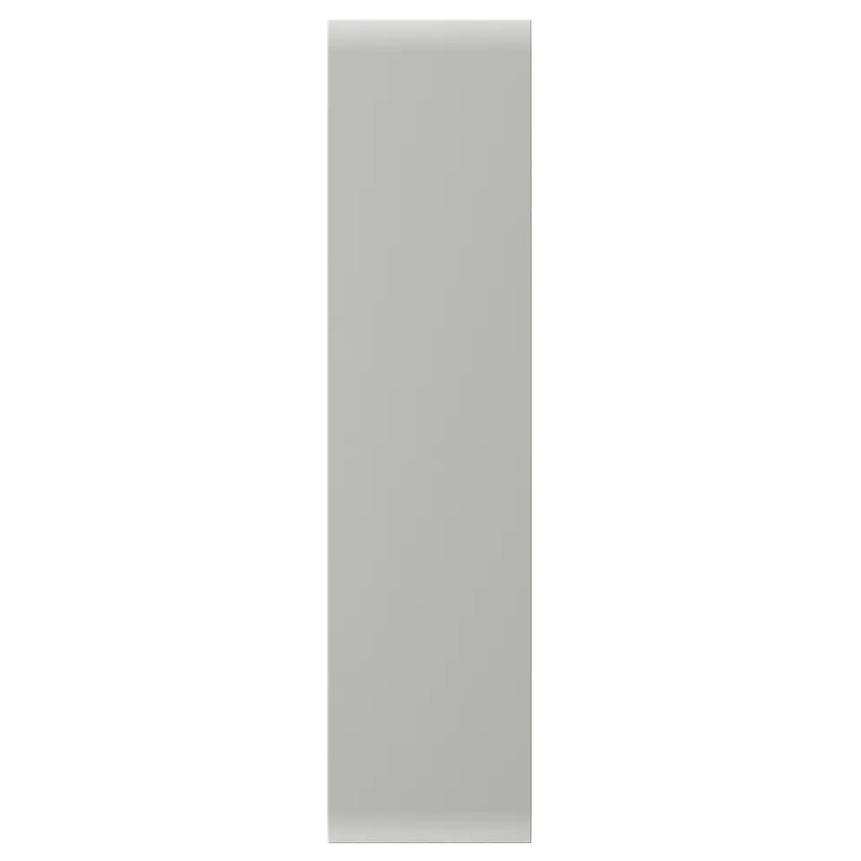 A light grey vertical rectangular drawer front made of acrylic paint and fiberboard designed for a kitchen.