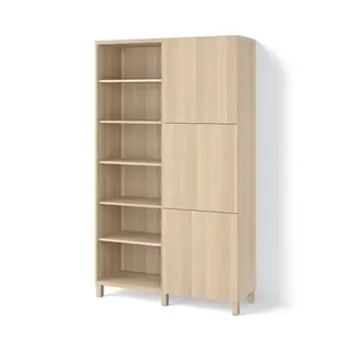 BESTÅ storage combination with doors, white stained oak effect/Lappviken/Stubbarp white stained oak effect, 120x42x202 cm