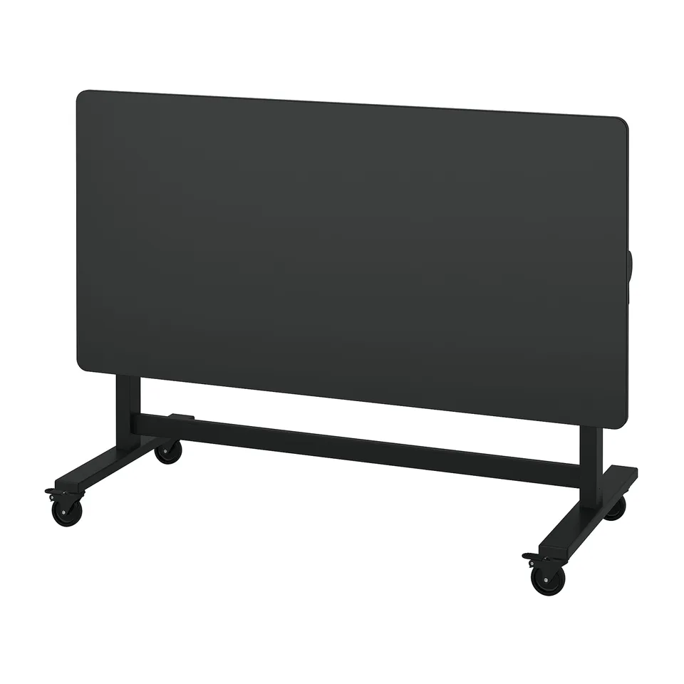 MITTZON black folding conference table on wheels for easy movement and storage.