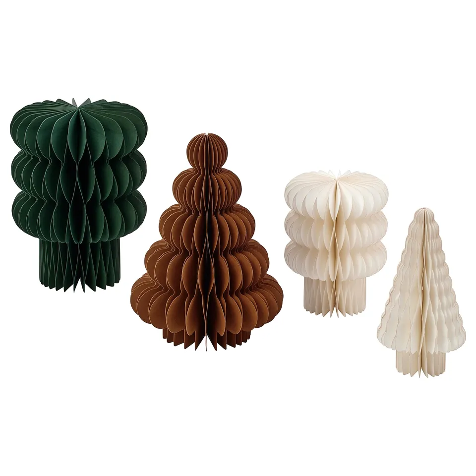 VINTERFINT Decoration, set of 4, tree-shaped/mixed colours