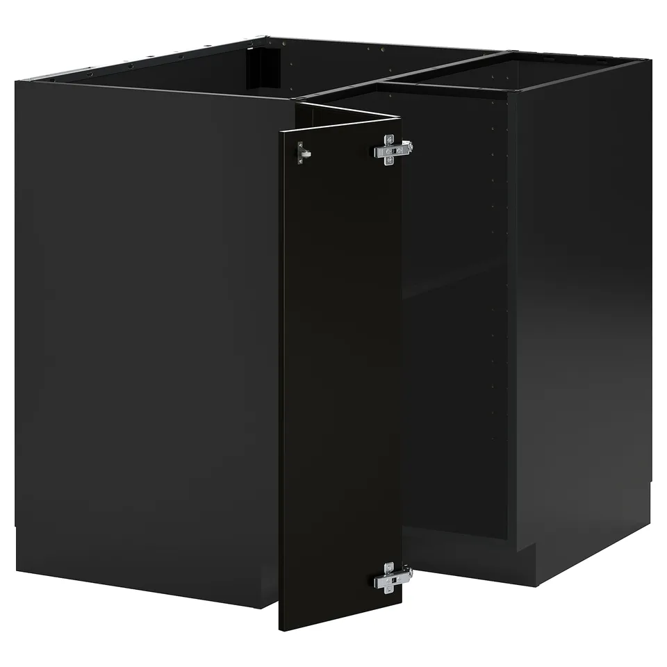 Black METOD cabinet set, modern design, square shape, with adjustable shelves.