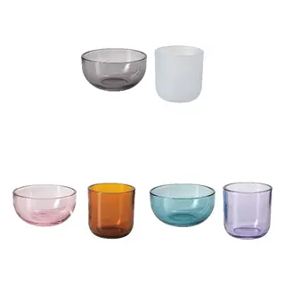 TALLTITA set: tealight holder, set of 2 + tealight holder, set of 2, grey/frosted glass + pink/brown + blue/lilac