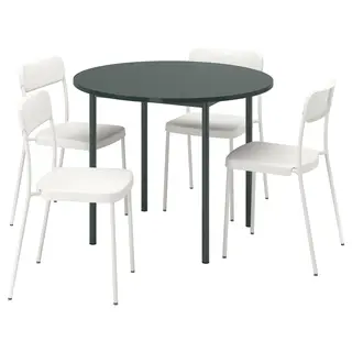 IKEA PS 2026 / VIHALS table and 4 chairs, green/white, 96 cm