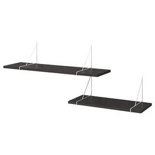 BERGSHULT / PERSHULT wall shelf combination, brown-black/white, 120x30 cm