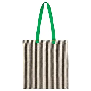 MÄVINN bag, green/stripe white/black, Height 41 x Width 40 cm