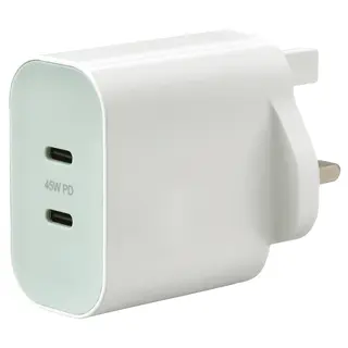SJÖSS 45W 2-port USB charger, fast charging, Width 5.5 x Height 3.2 x Length 7 cm