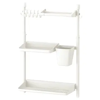 SUNNERSTA kitchen organiser set, no drill/shlf/dsh drnr/kit roll hldr/hk/cont