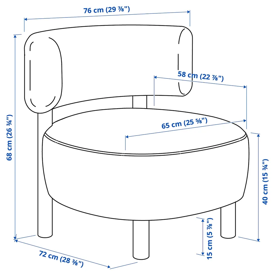 Illustration with measurements for the product: STOCKHOLM 2025.