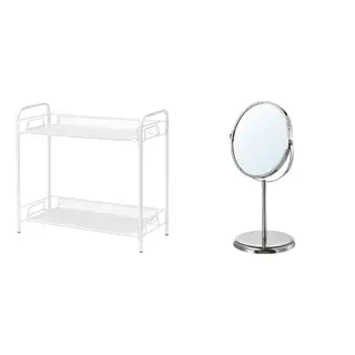 TEVALEN/TRENSUM set: storage unit + mirror, white + stainless steel, 36x17x33 cm