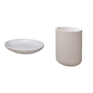 EKOLN set: soap dish + toothbrush holder, beige, Length 13 x Width 9 cm