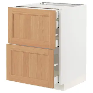 METOD / MAXIMERA base cb 2 frnts/2 low/1 md/1 hi drw, white/Vedhamn oak, 60x60x80 cm