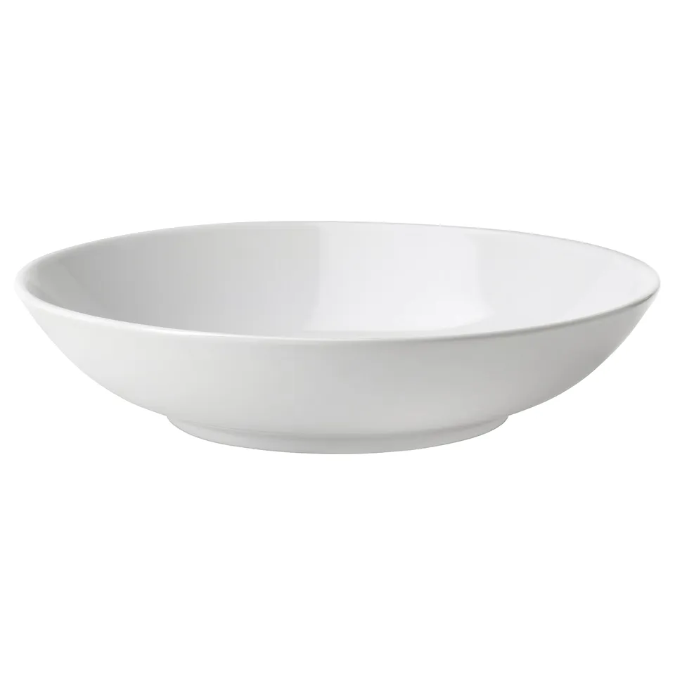 GODMIDDAG: white stoneware bowl, simple, shallow shape, elegant design, ideal for serving.