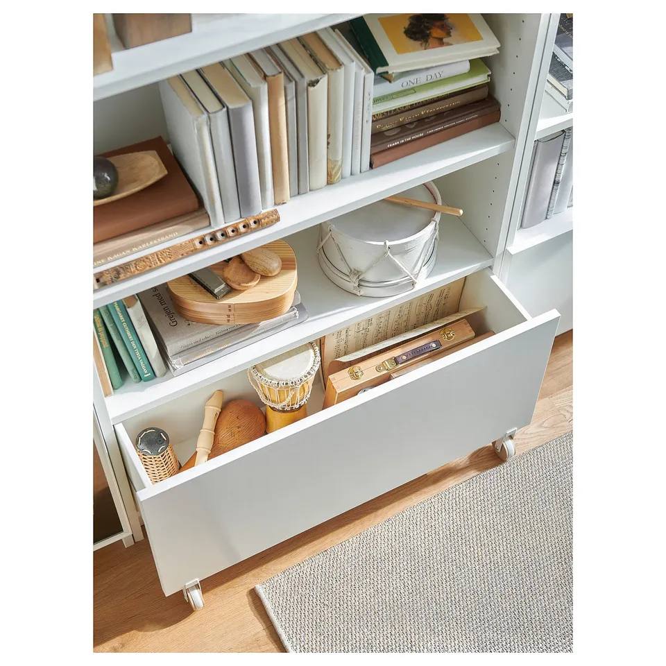BILLY Drawer, white/with castors, 80x28x44 cm