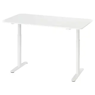 BOLLSIDAN desk sit/stand, white, Width 140 x Depth 70 cm