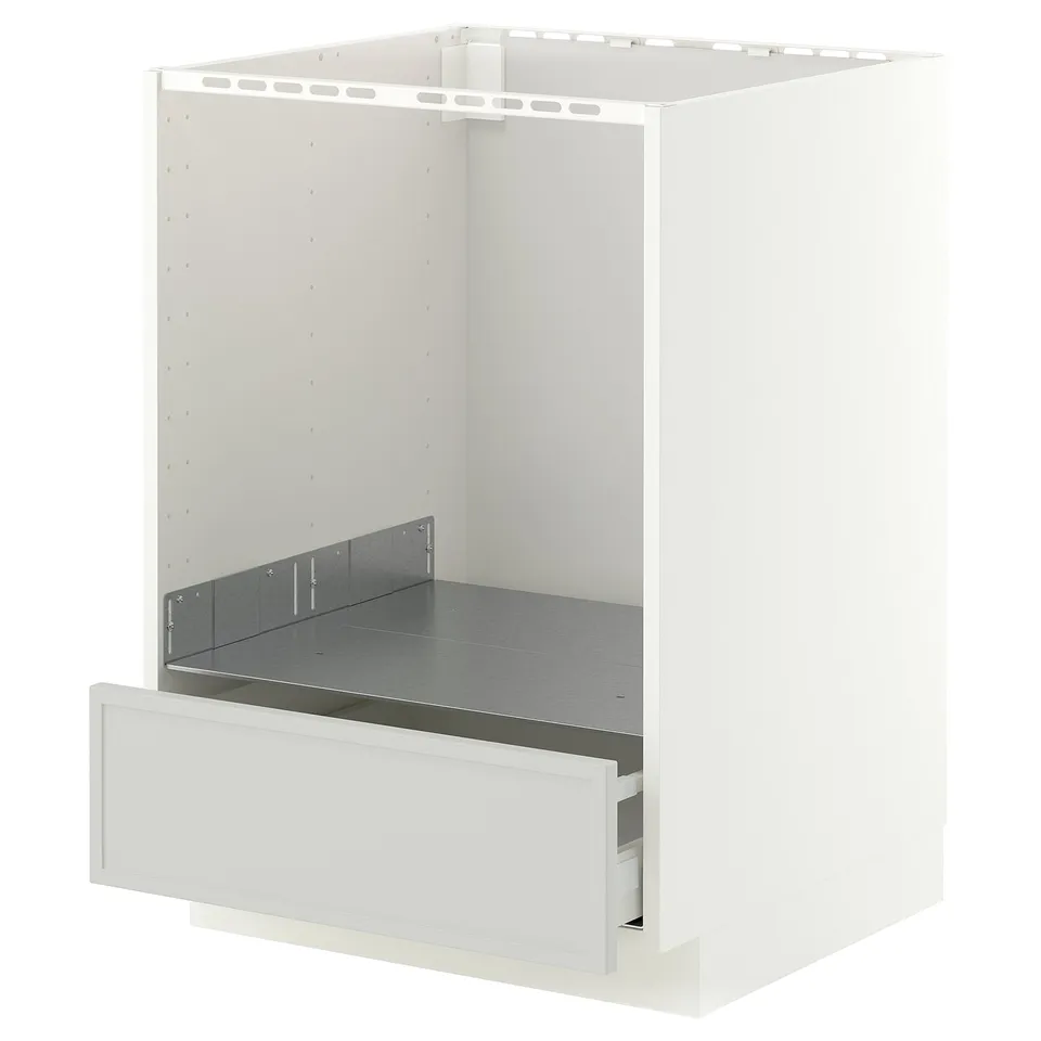 METOD / MAXIMERA Base cabinet for oven with drawer, white/Aspudden light grey, 60x60x80 cm