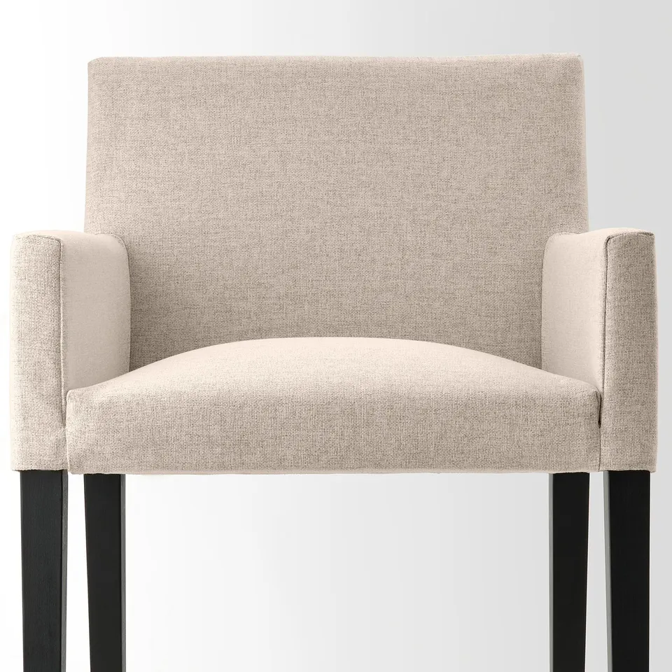 TONSTAD / MÅRENÄS Table and 4 chairs, brown oak veneer/Gunnared beige black, 140/196x85 cm