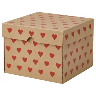 VINTERFINT box with lid, heart-pattern brown, Depth 20 x Width 20 x Height 15 cm