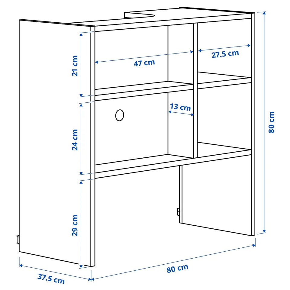 Illustration with measurements for the product: METOD.