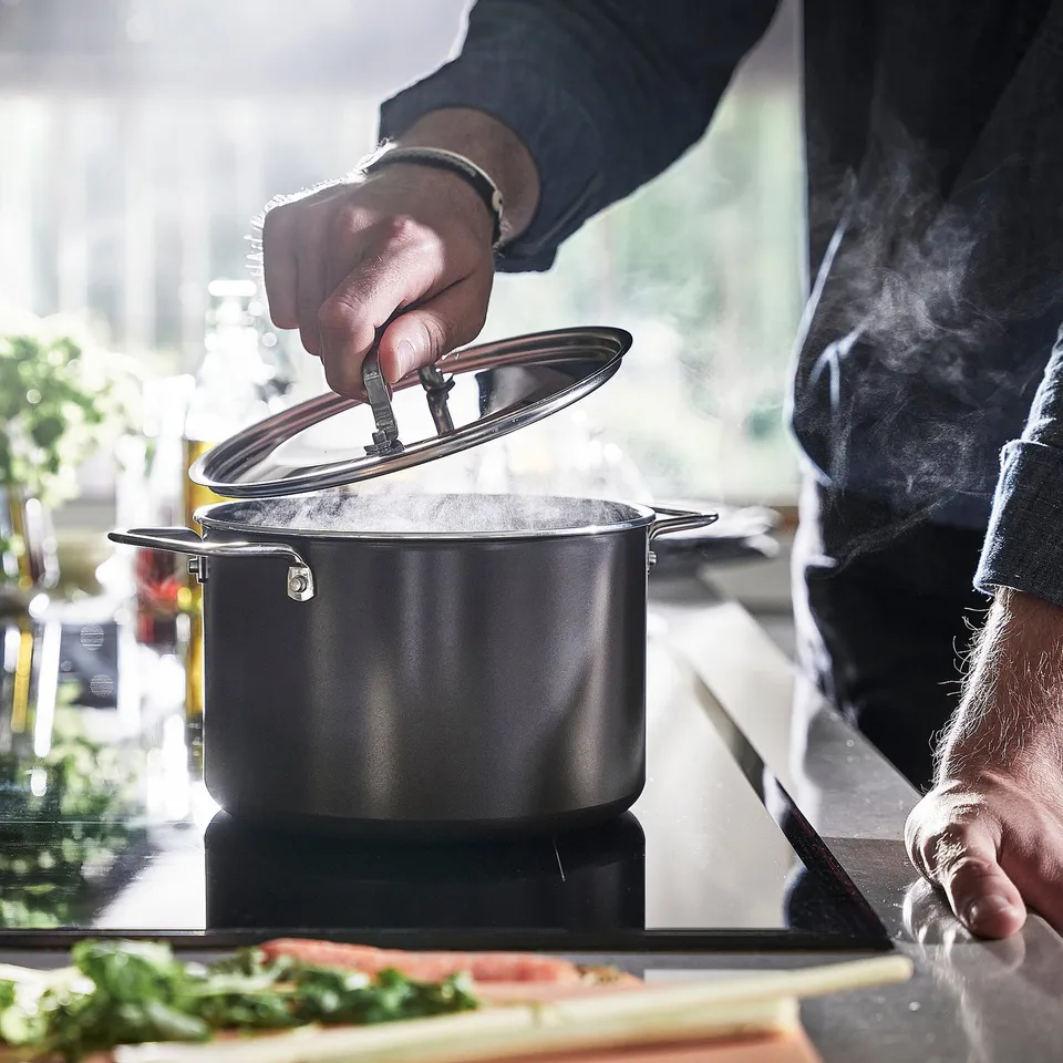 GULDÖRING Pot with lid, non-stick coating stainless steel/black-grey, 5 l