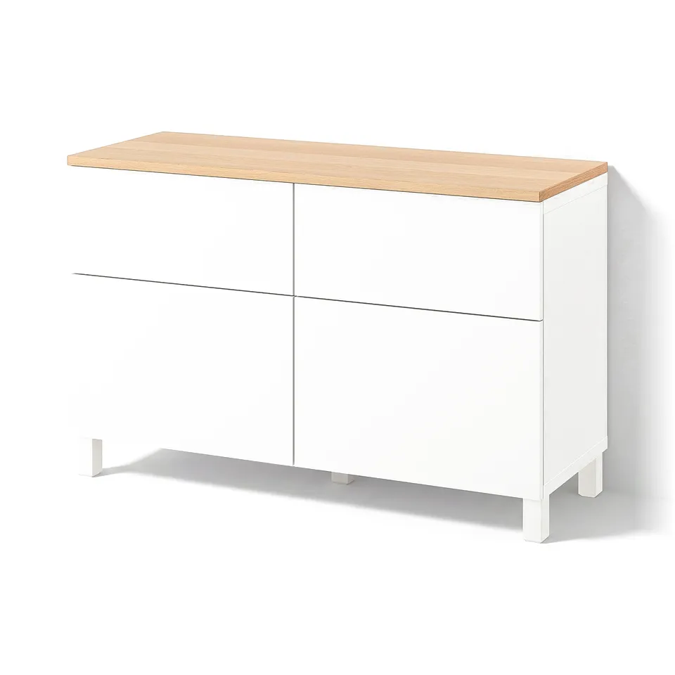 BESTÅ Storage combination w doors/drawers, white/Lappviken/Stubbarp white, 120x42x76 cm