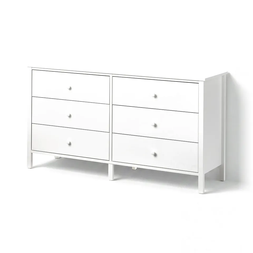 KILBERGET white 6-drawer chest: wide, simple design, sturdy wood & particleboard.