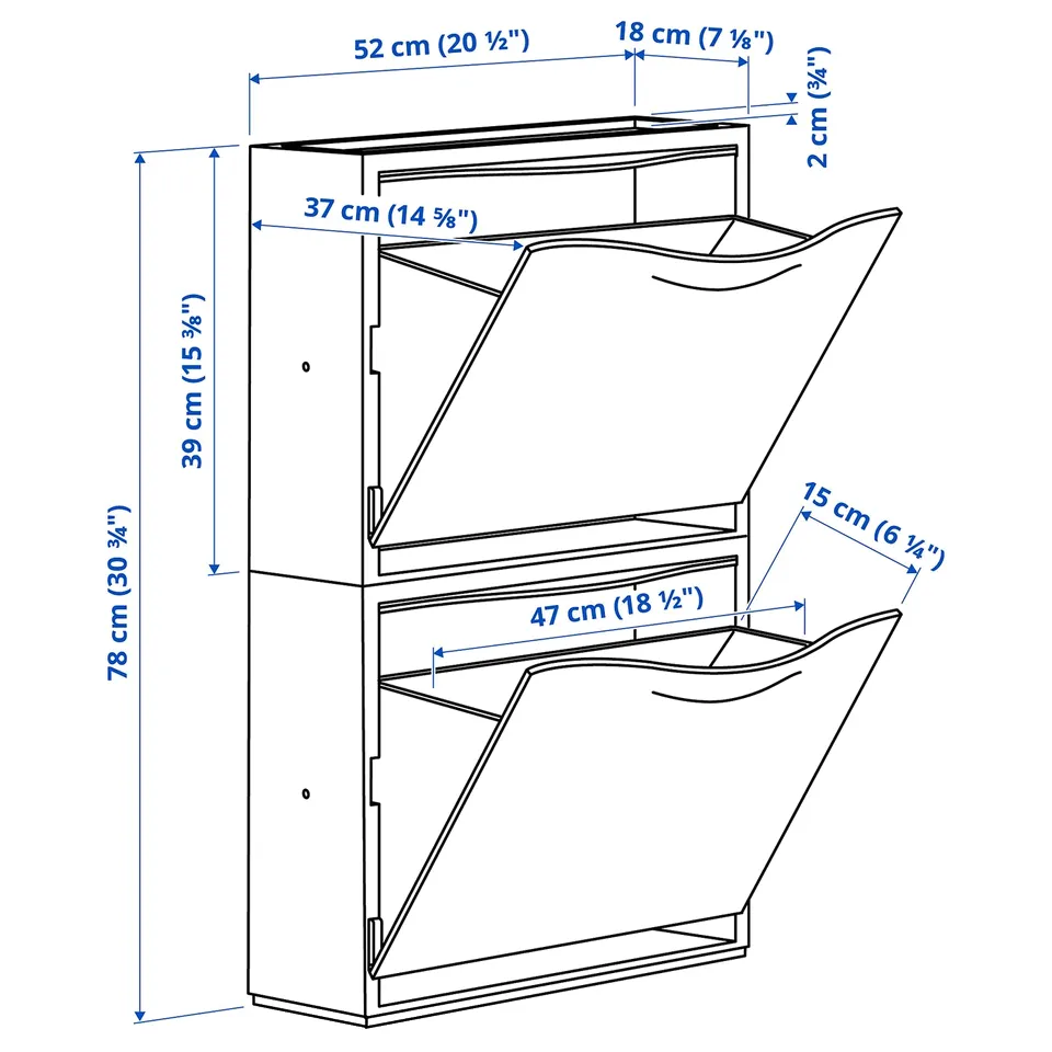 Illustration with measurements for the product: TRONES.