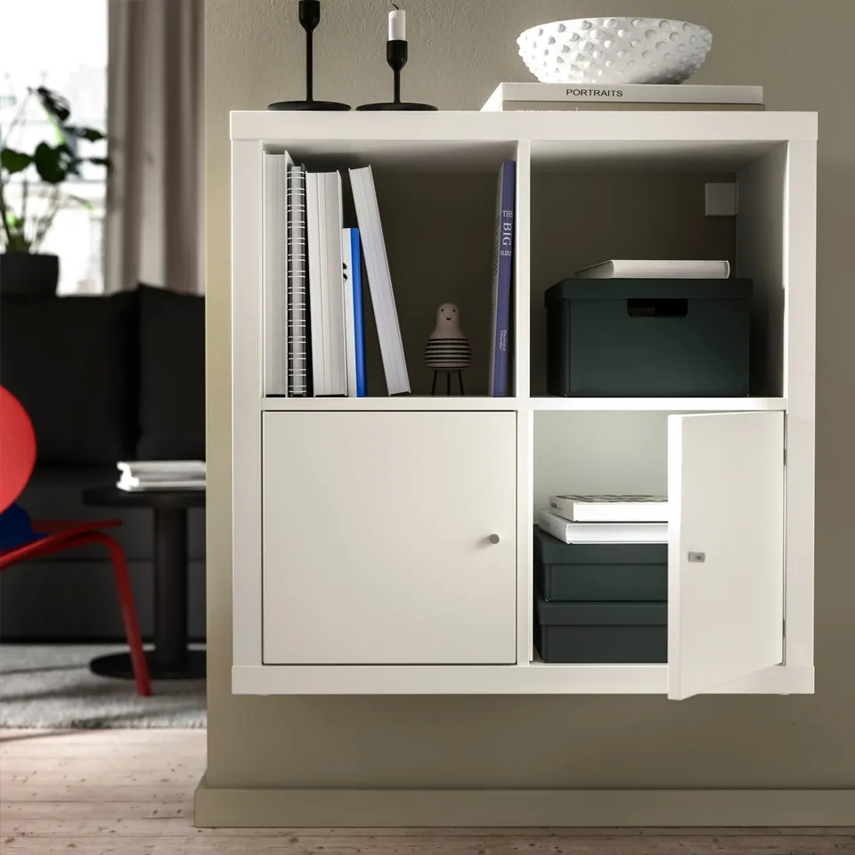 KALLAX Shelving unit with doors, white, 77x77 cm