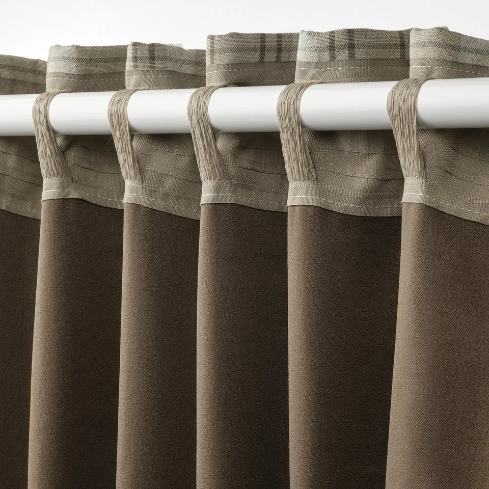 HÄGGVECKMAL Room darkening curtains, 1 pair, beige/with heading tape, 145x250 cm