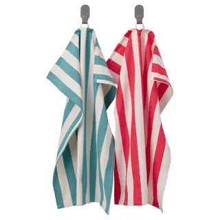 VINTERFINT tea towel, striped red/turquoise, 45x60 cm