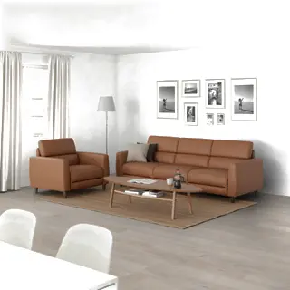 RULLERUM/STOCKHOLM 3-seat sofa w 2 electric recliners/Coffee table/Recliner, electric, Grann/Bomstad golden-brown + walnut veneer, Depth 94 x Width 97 cm
