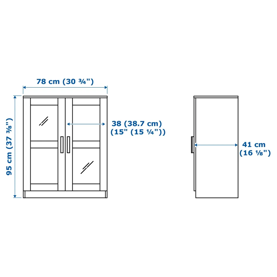 BRIMNES Cabinet with doors, glass/white, 78x95 cm