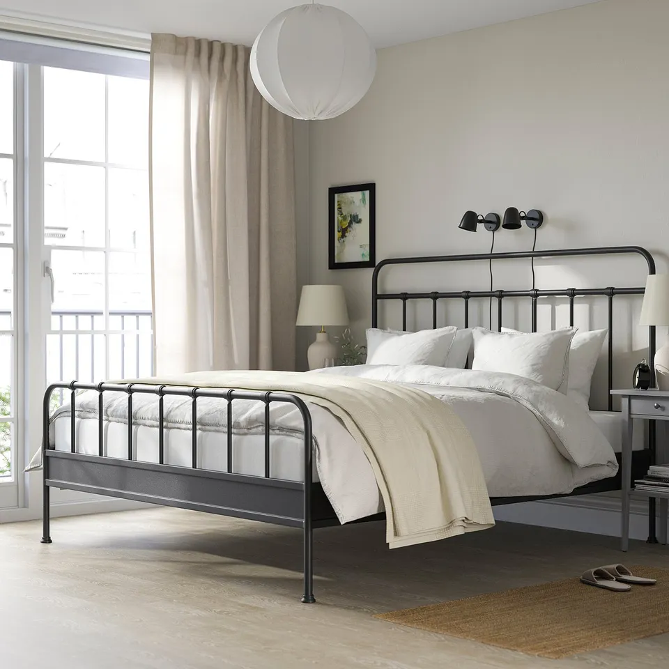 STJÄRNÖ bed in anthracite steel - sturdy, spacious, elegant.