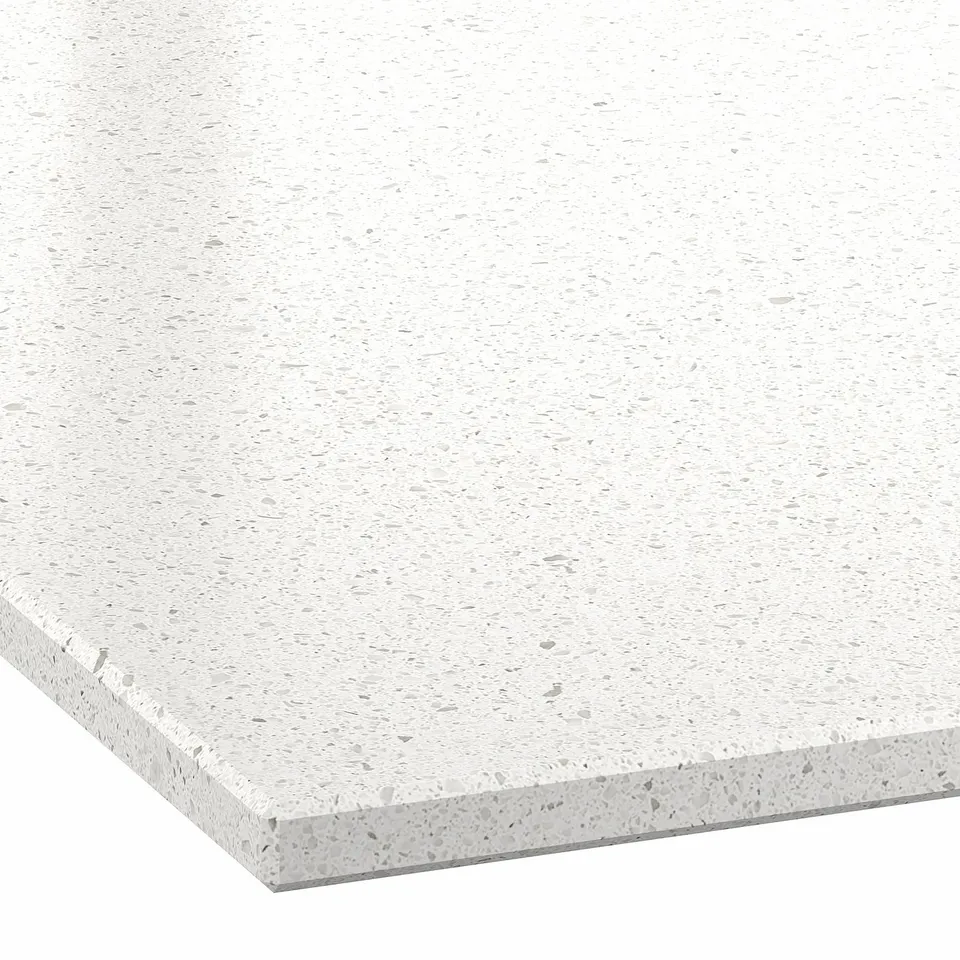 LOCKEBO Custom made worktop, off-white mineral effect/glass composite, 1 m²x2.0 cm