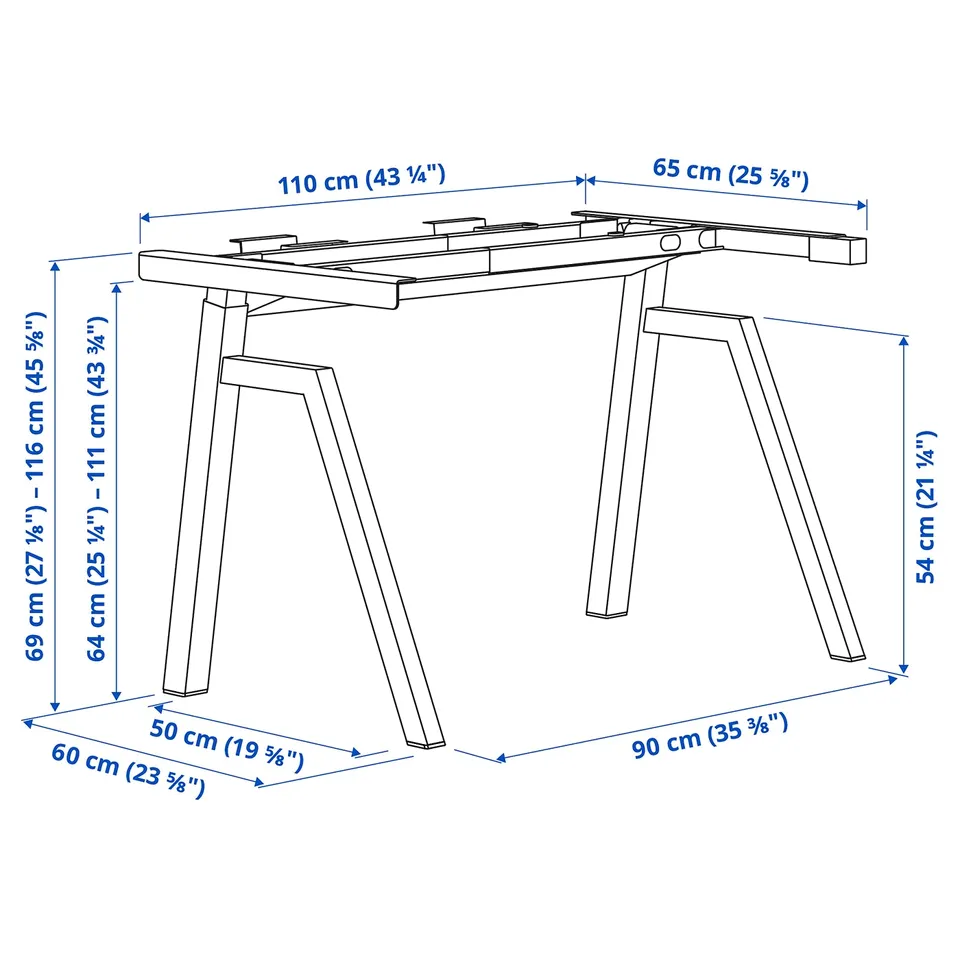part: TROTTEN underframe sit/stand f table tp, el