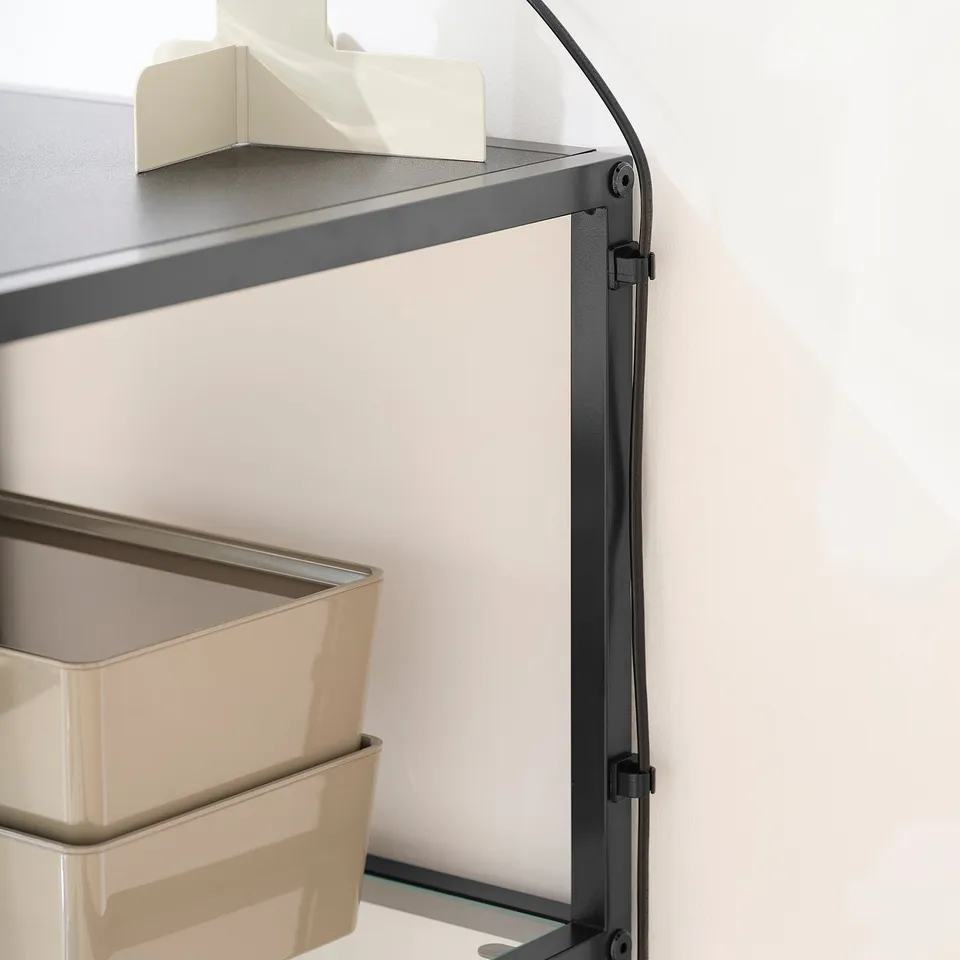 VITTSJÖ / ELDBERGET Desk and chair, black-brown/dark grey black