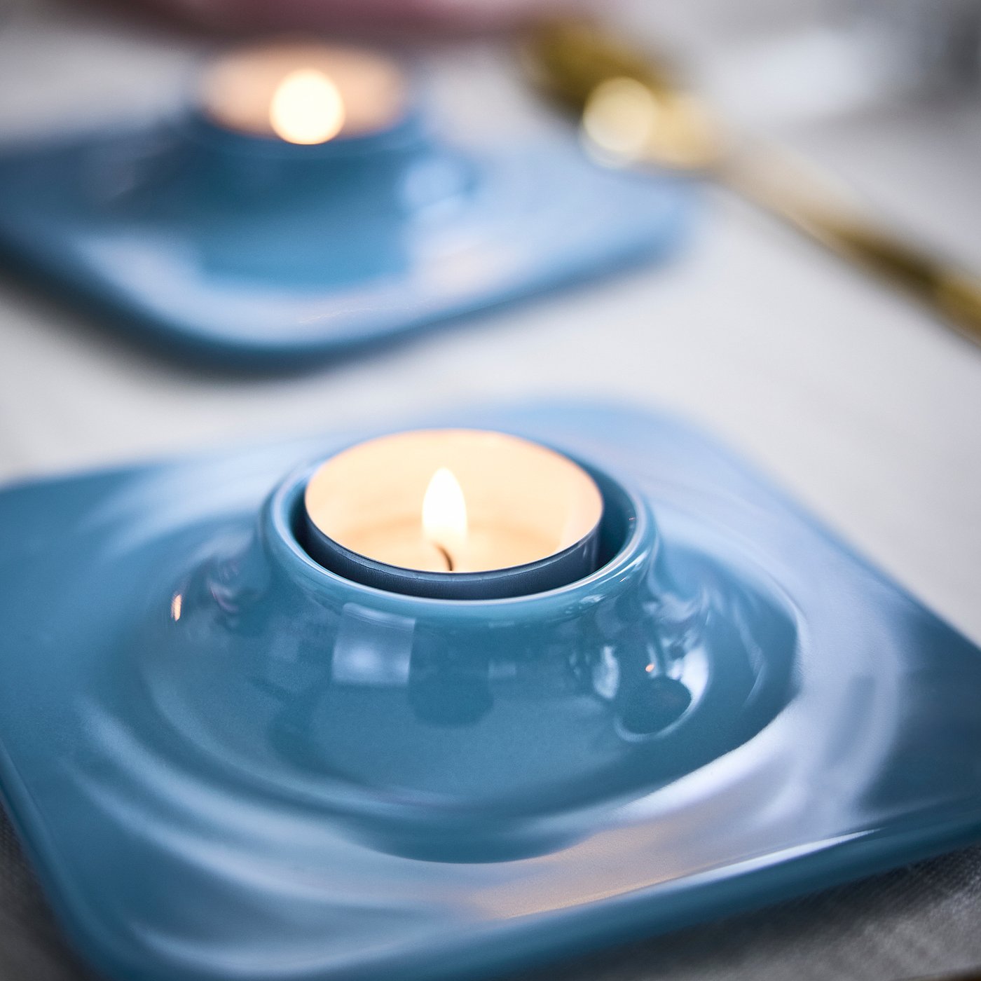 VINTERFINT Tealight holder, light blue, 3 cm