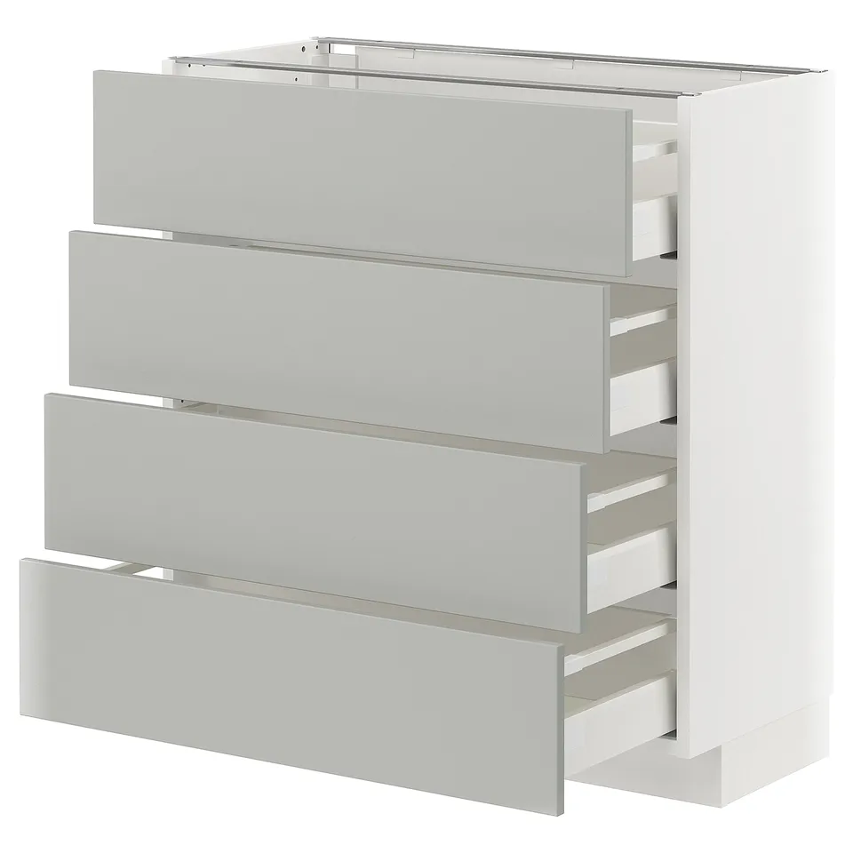 METOD kitchen unit in light grey with four drawers, sleek design.