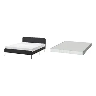 SLATTUM/BRUKSVARA Bed with 16cm thick mattress, pocket sprung, foam, extra firm, Vissle dark grey + extra firm white, 180x200 cm